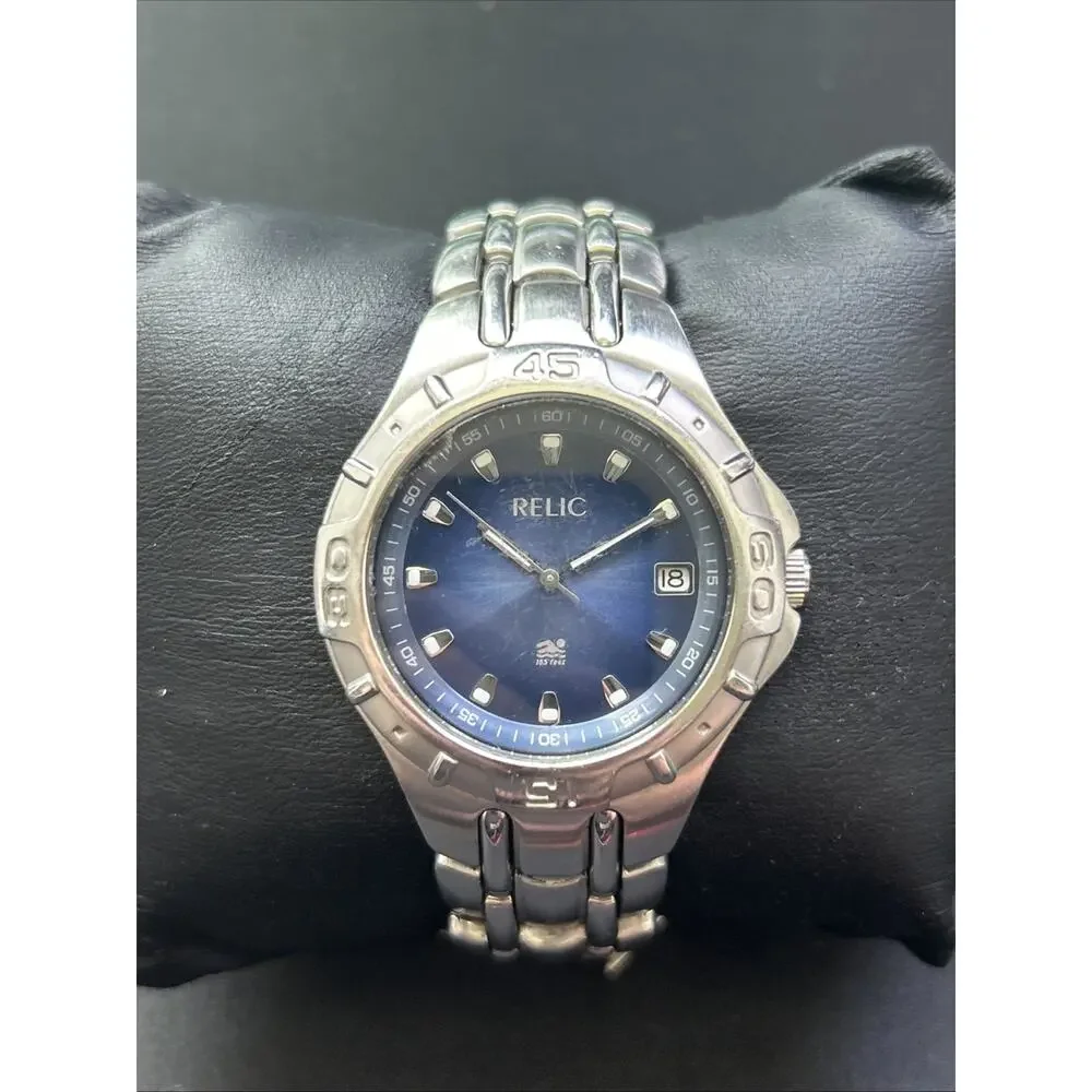 Relic Navy Blue Dial Silver Tone Men’s Quartz Watch